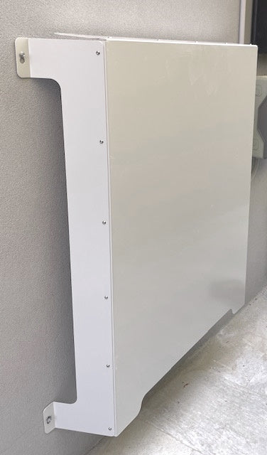 Tesla Powerwall 2 installed with a marine grade aluminum protective cover, showcasing sleek design and weatherproof durability.