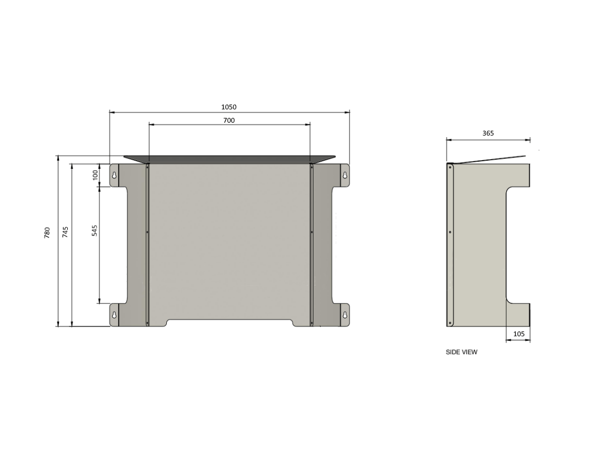 Solar Battery Cover Dimensions - Metric